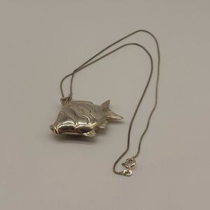 Silver Fish Pendant Necklace
